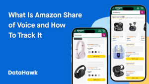 A graphic displaying above the fold products on Amazon with text that says "What is AMazon Share of Voice and How to Track It"