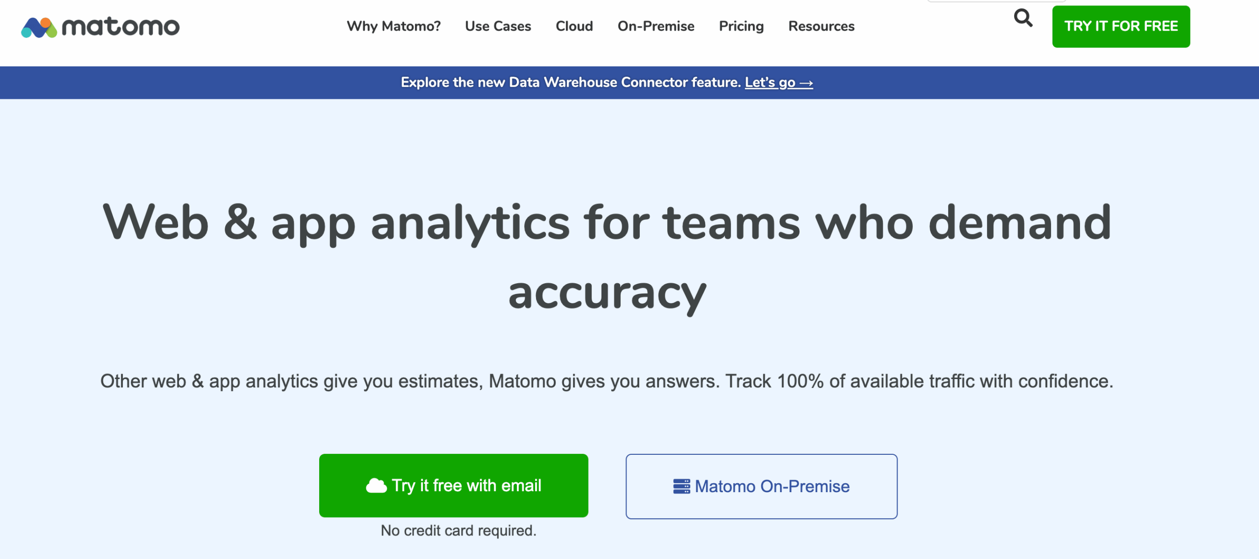 A screenshot of Matomo's homepage.