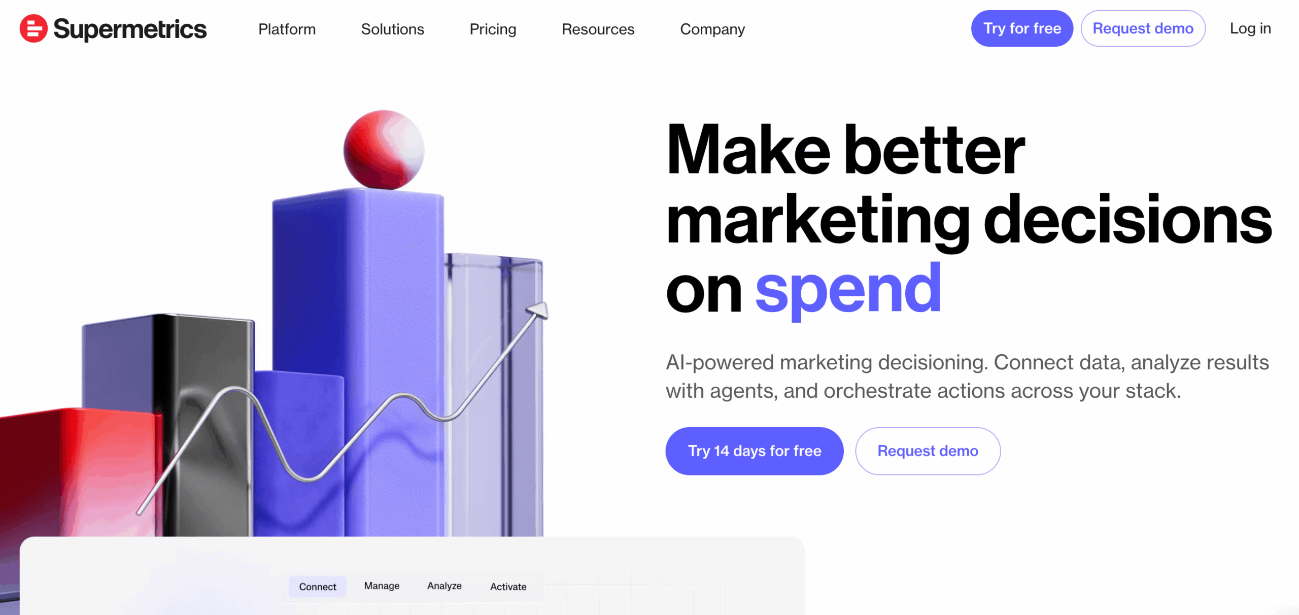 A screenshot of Supermetrics homepage.